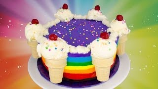 Rainbow Ice Cream Cake Recipe How to Make a Rainbow Ice Cream Cake from Cookies Cupcakes and Cardio [upl. by Ahsiram]