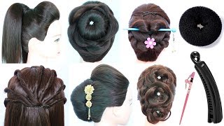 6 Simple amp elegant hairstyles for party weddings gown lehnga  new hair style tricks [upl. by Ylram]