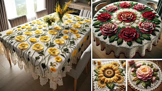 Amazing tablecloth and table mat model knitted with wool share ideascrochet knitted tablecloth [upl. by Ulrick660]