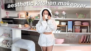 KITCHEN MAKEOVER organize decorate  grocery shop with me in la vlog [upl. by Lucey99]