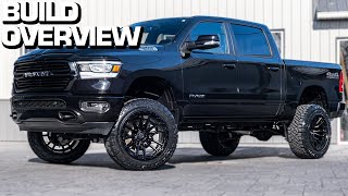 BUILD OVERVIEW Lifted 2020 Ram 1500  6 Inch Rough Country Lift  22x12 Fuel Rebel Wheels [upl. by Indyc]