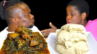 ASMR POUNDED YAM AND VEGETABLE SOUP WITH ASSORTED MEAT AFRICAN FOOD MUKBANG [upl. by Scheld]