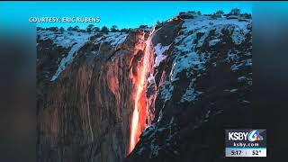 Rare firefall puts on a show at Yosemite National Park [upl. by Lipfert]