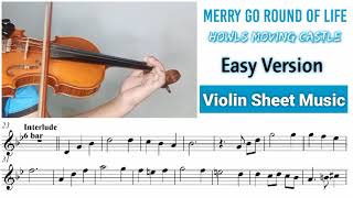 Free Sheet Howls Moving Castle Theme Merry Go Round Of Life  Violin Cover With Sheet Music [upl. by Milzie589]