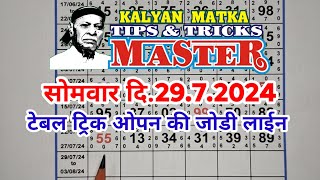 KALYAN MATKA TIPS AND TRICKS MASTER TODAY 2972024 KALYAN TODAY TEBLE TRICK LINE JODI [upl. by Suellen]