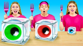 GIANT VS MEDIUM VS TINY EYEBALL  Food Challenge Eating Only Big and Small Candies by 123 GO FOOD [upl. by Lida]