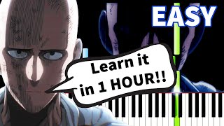 One Punch Man  Sad Theme  EASY Piano tutorial Synthesia [upl. by Gladine]