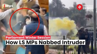 Video Shows Lok Sabha MPs Nabbing Intruder After Security Breach In Lok Sabha  Parliament Breach [upl. by Ocsicnarf]