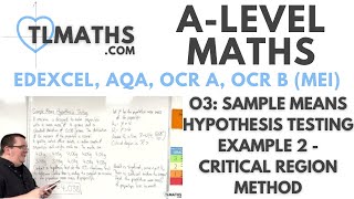 ALevel Maths O307 Sample Means Hypothesis Testing Example 2  Critical Region Method [upl. by Sihonn661]