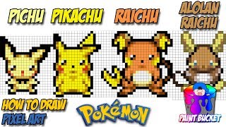 How to Draw Pokemon Evolution  Pichu Pikachu Raichu and Alolan Raichu [upl. by Leftwich977]