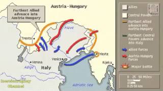 FIRST WORLD WAR ITALIAN FRONT WWI I WORLD WAR I ANIMATION ON A MAP [upl. by Eisnyl11]