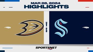 NHL Highlights  Ducks vs Kraken  March 28 2024 [upl. by Neron]