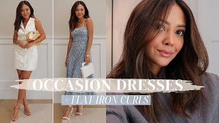 Occasion Dresses  Flat Iron Curls Tutorial [upl. by Ahsinik]