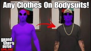 VERY EASY HOW TO PUT ANY CLOTHES ON A BODYSUIT GTA 5 ONLINE AFTER PATCH 150 [upl. by Silden33]