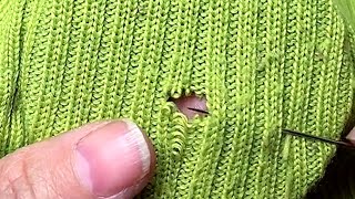 How to Repair a Sweater Hole with a Sewing Needle [upl. by Orr]