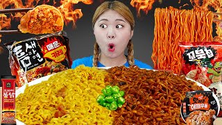 MUKBANG Spicy🔥 Fire Noodles and Japanese Yaki soba by HIU 하이유 [upl. by Nailliw]