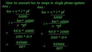 how to convert kw to amps in single phase system [upl. by Aramoiz213]