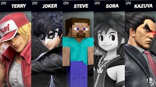 Super Smash Bros Ultimate  Terry vs Joker vs Steve vs Sora vs Kazuya [upl. by Ujawernalo]