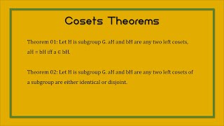 Coset Theorems [upl. by Bensky]