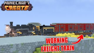 I Built A Working FREIGHT TRAIN In Minecraft Create Mod [upl. by Anirac]