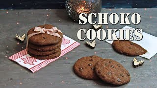 CHOCOLATE COOKIES SELBER MACHEN  Schoko Kekse backen außen knusprig innen weich Cookie Rezept [upl. by Parrnell]