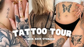 TATTOO TOUR Neck back stomach tattoos [upl. by Adiol]