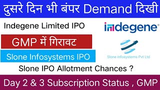 Indegene IPO GMP  Day 2 Subscription Status  Slone Infosystems IPO Allotment Chances [upl. by Debbi]