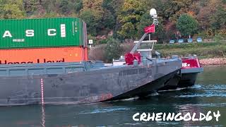 Rhein Schifffahrt in der Loreley Passage 2 Große Container Schiffe zu Berg unterwegs in Ri Mainz [upl. by Kamillah]