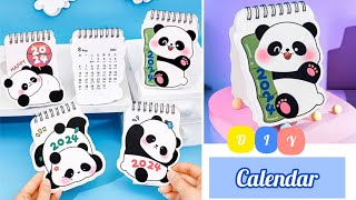 How to make a 2024 desk calendar  Cute panda desk calendar  Desk calendar for 2024  DIY Calendar [upl. by Colon606]