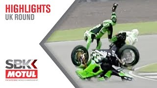 INSANE Crashes on Slippy Circuit  UK Round 2008  WorldSBK [upl. by Metzger]