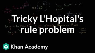 Tricky LHopitals Rule problem  Derivative applications  Differential Calculus  Khan Academy [upl. by Ailec882]