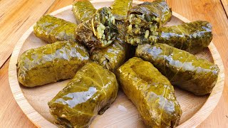 ABSOLUTELY DELICIOUS QUICK STUFFED GRAPE LEAVES WITH HERBS AND RICE DOLMA RECIPE [upl. by Aiyekal]