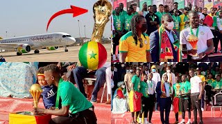 L’arrivée spectaculaire des lions avec la coupe à l’aéroport devant Macky Sall et son… [upl. by Klemperer]