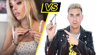 Pro Hairdresser Tries To Follow Micarahs Toenail Clipper Haircut Tutorial [upl. by Rona]