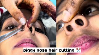 piggy nose hair cutting  women nose hair cutting nosehaircutting [upl. by Annoynek]