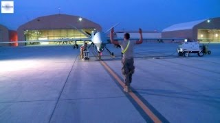 USAF MQ9 Reaper Drone Night Launch Prep [upl. by Agni]