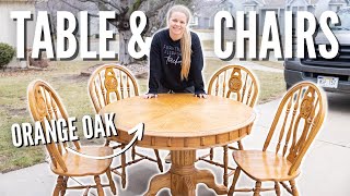 Outdated Orange Oak Table amp Chairs Makeover  DIY Furniture Flip [upl. by Pump]