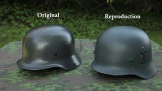 WWII History amp Reenacting  Original vs Reproduction German helmet [upl. by Cherianne979]