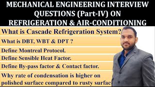 Mechanical Interview Questions PartIV on Refrigeration amp AirConditioning  B MOHAN KUMAR [upl. by Trever]