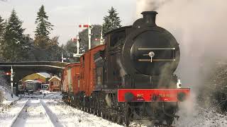 First snow of 2023 winter season hits NYMR and Grosmont as P3 No 2392 takes freight to Goathland [upl. by Jamill863]