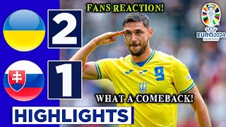 WOW COMEBACK đźŻ Ukraine  Slovakia 21 HIGHLIGHTS  Euro 2024 [upl. by Eam]