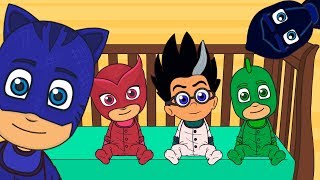 5 BEBES PJ MASKS Gatuno Buhita Gekko Romeo santando  Dibujos de Heroes en Pijamas en Español [upl. by Navad]