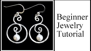 Easy Jewelry Tutorial  Double Hoop Swirl with Pearl Dangle Earrings [upl. by Anemij]