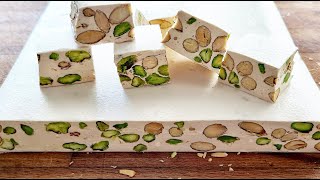 1358 Delicious Honey Almond amp pistachio Nougat Italian Torrone Recipe [upl. by Ramso]