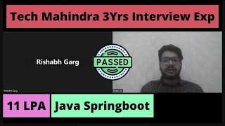 Tech Mahindra 3 Yrs Interview Experience  Java Spring Boot [upl. by Hecker128]