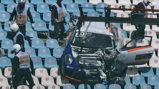 Motorsport BRAKE FAILURE STUCK THROTTLE SUSPENSION FAILURE PUNCTURE NON FATAL [upl. by Harikahs]