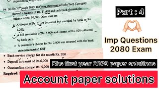 Bank Reconciliation Statement  BBS 1st Year 2079 Papers Solutions 2080 Important Question part4 [upl. by Ylrae]