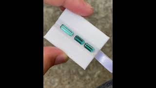 3 Piece Indicolite Tourmaline Set Emerald Cut Natural Afghan Gemstones tourmaline gems afghani [upl. by Sidnala]