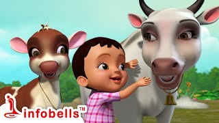 Meri Gaiya Aati Hai Mujhko Doodh Pilati Hai  Hindi Rhymes for Children  Infobells [upl. by Nomyaw]