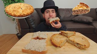 TOURTIERE AND CRETONS MINCE MEAT PIE AND PORK PATE ON TOAST MUKBANG EATING SHOW [upl. by Wieren803]